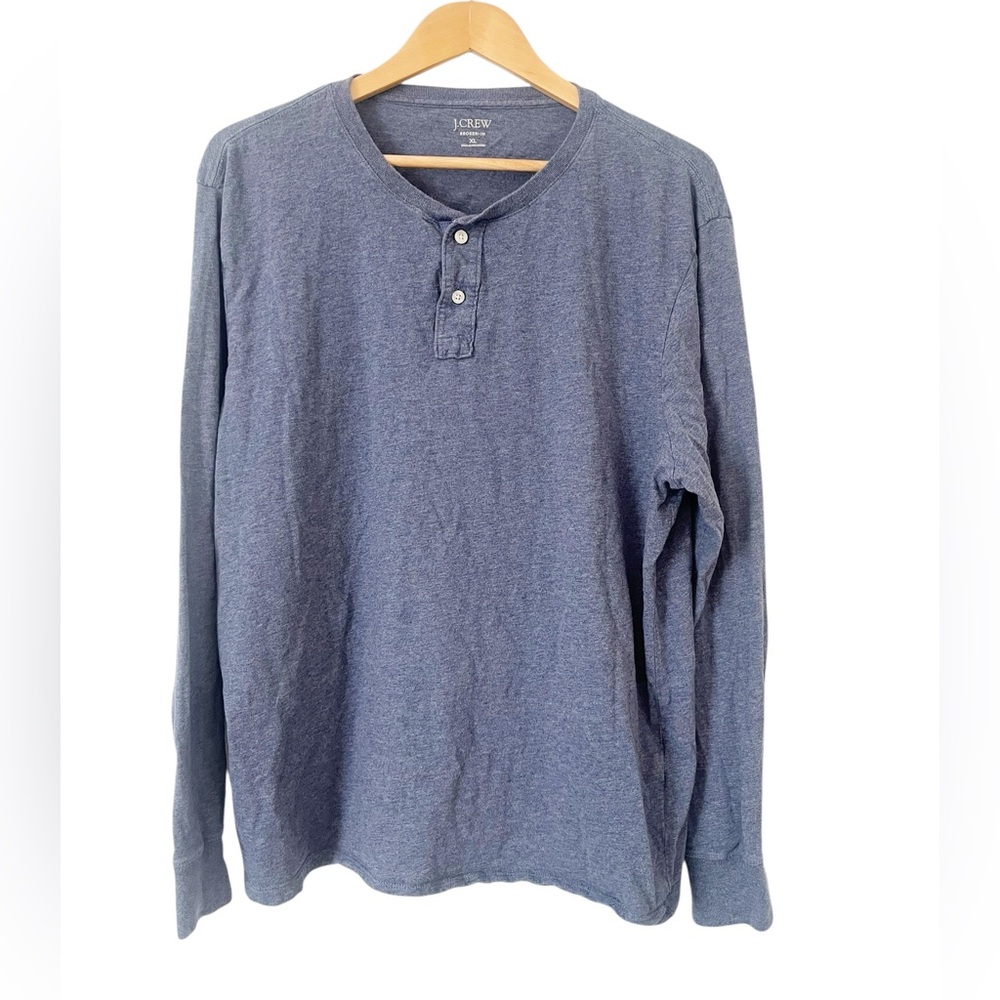 J. Crew Men's Blue Long Sleeve Broken In Henley Shirt Size XL